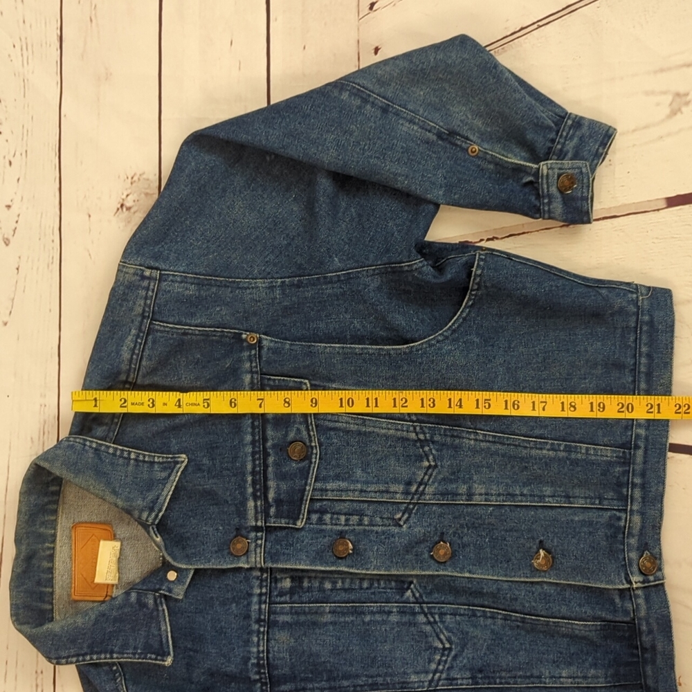 Vintage Nuggetswear oversized cropped blue denim jean jacket, sz Med - Picture 7 of 16